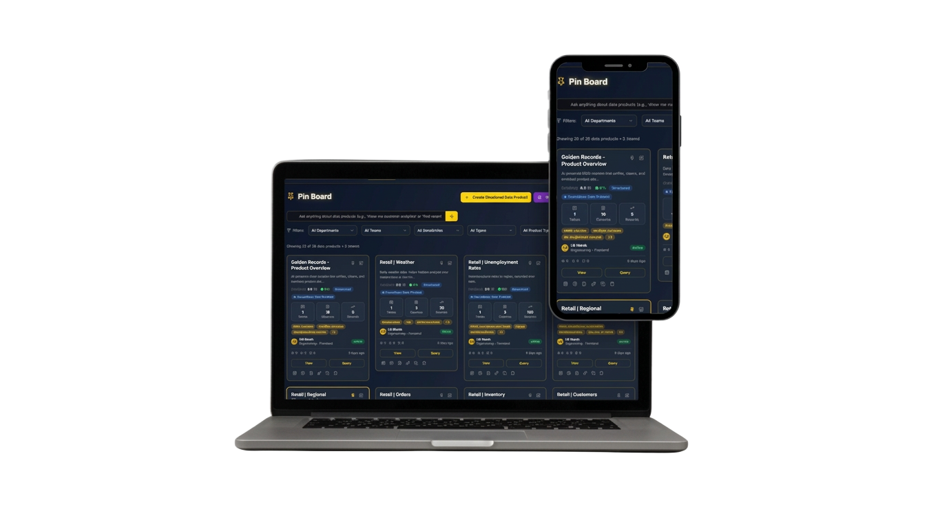 Latttice Data Product Workbench shown on laptop and mobile